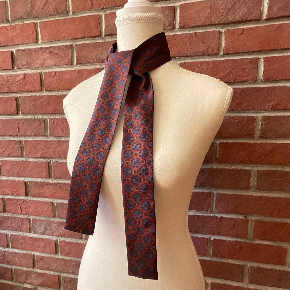 NWT Vintage Symphony Silk  Foulard Scarf Geometric Print Bandana Wrist Bag Wrap